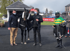 Sully in the winners enclosure with Anthony, Joss and Simon